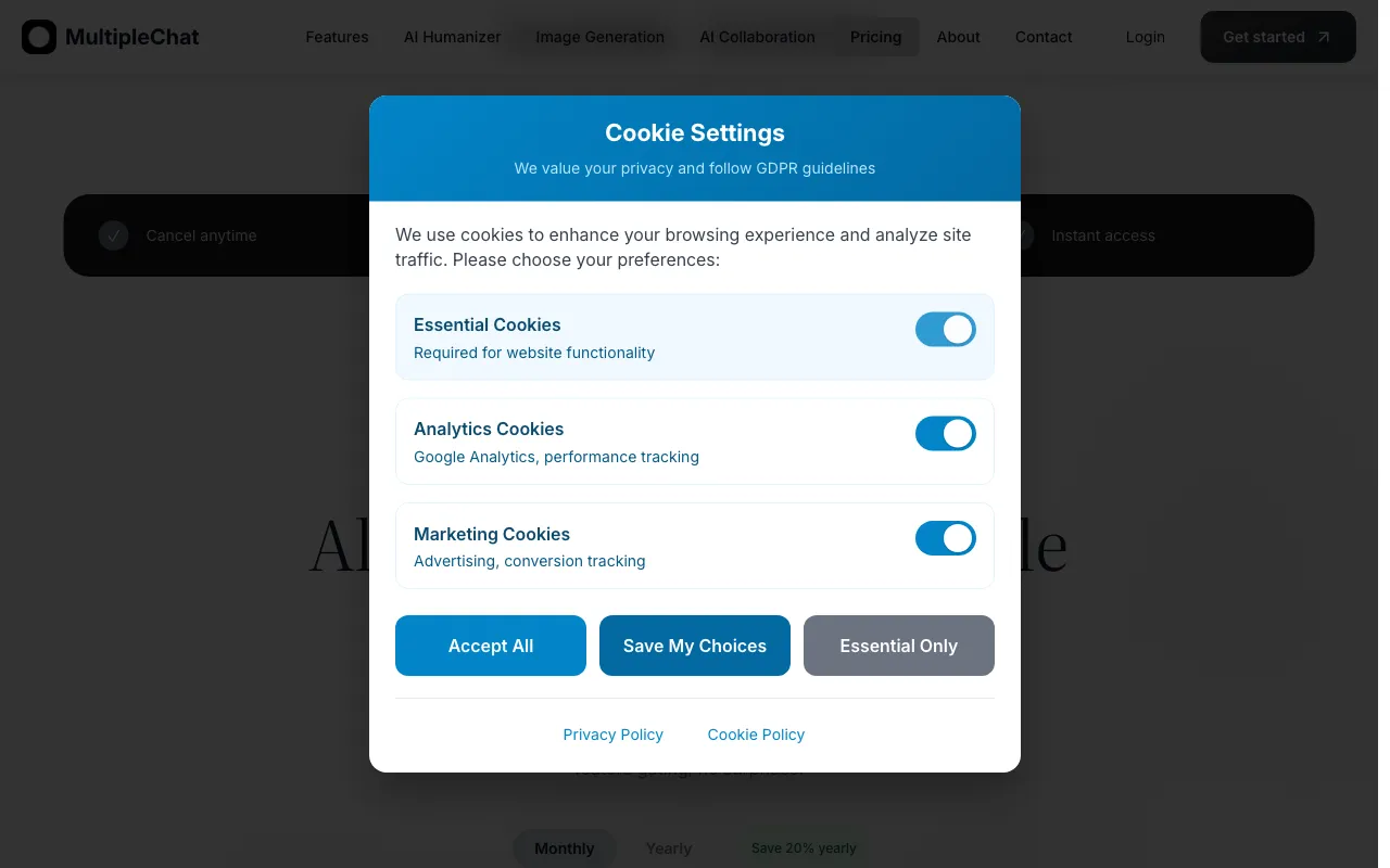MultipleChat — pricing page