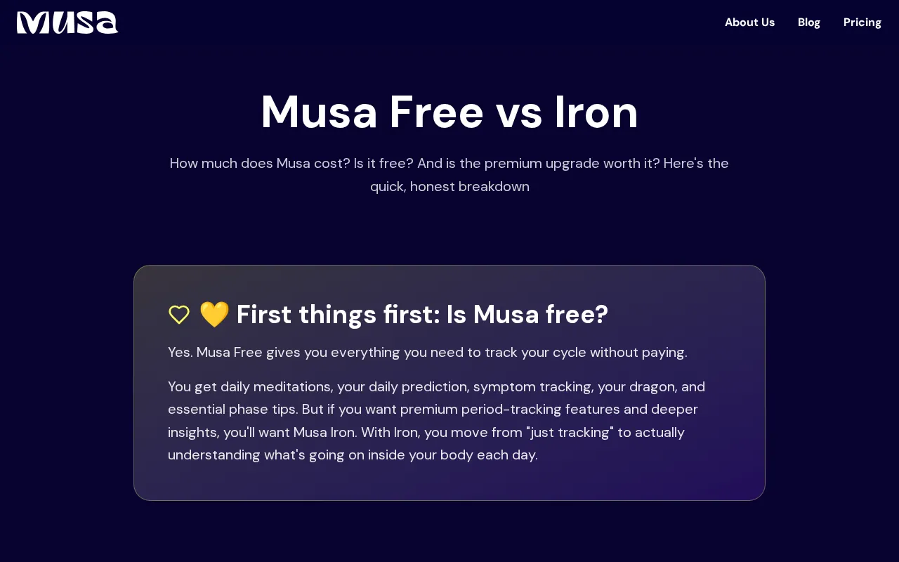 Musa — pricing page