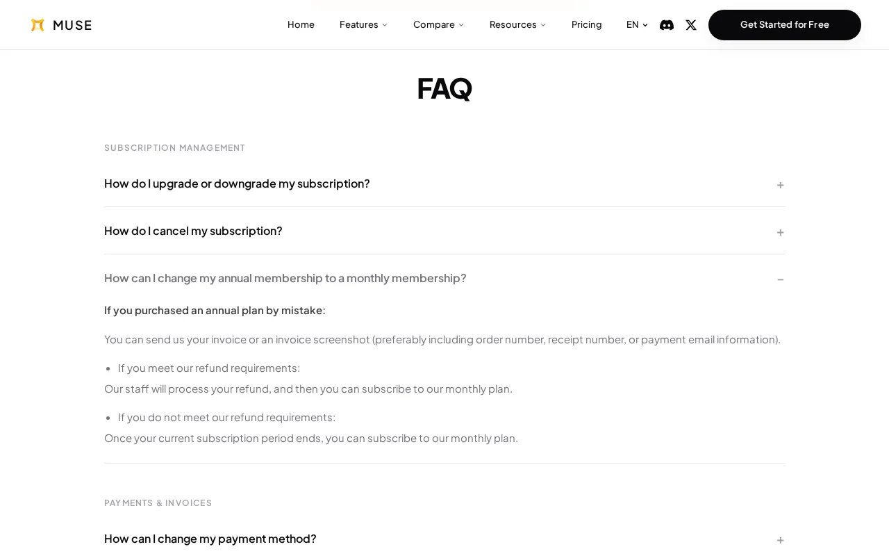 Muse AI — pricing page