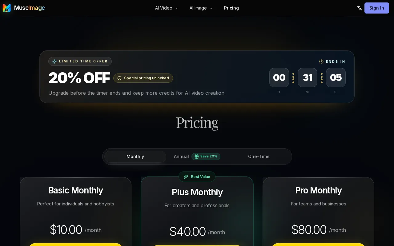 Muse Image - Agentic AI Image Generator by Meta Superintelligence Labs — pricing page