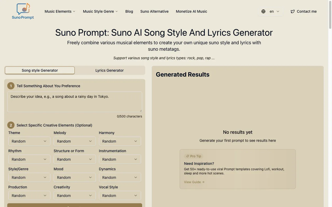 Music Prompt Generator — preview screenshot