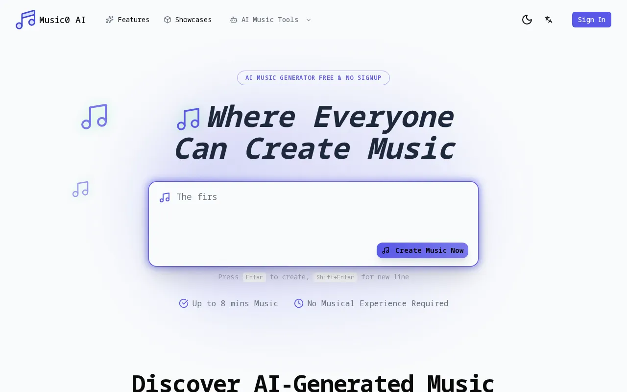 music0 AI — preview screenshot