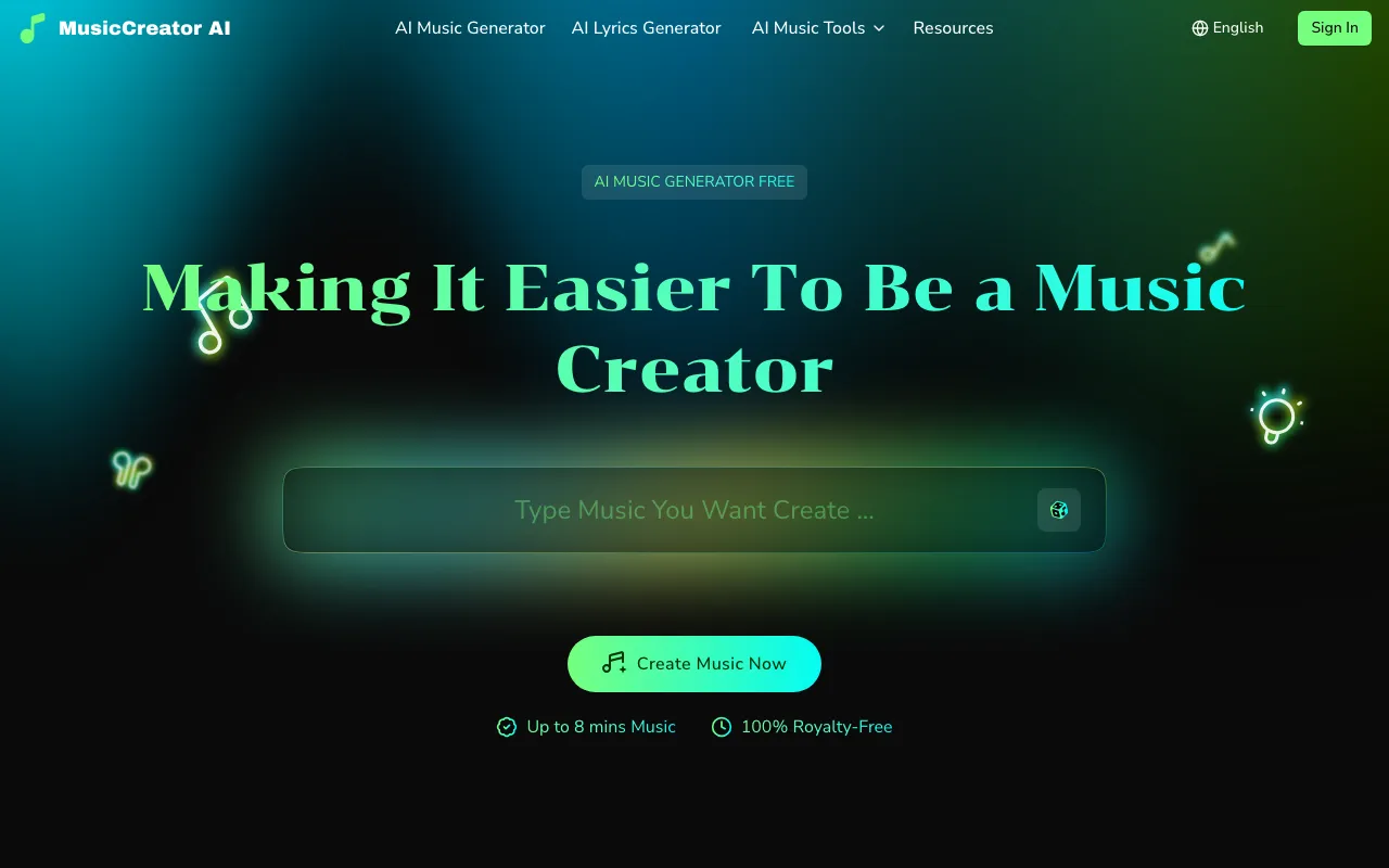 MusicCreator AI — preview screenshot