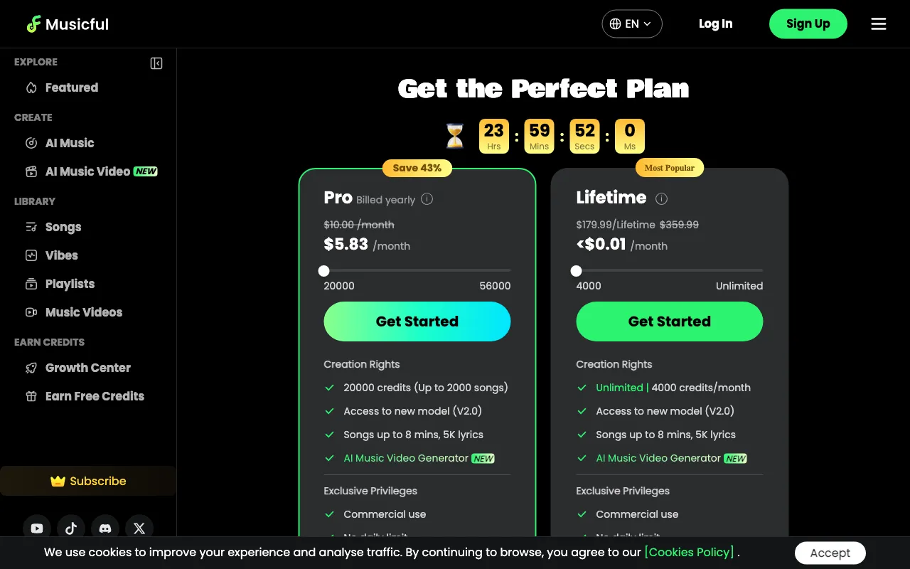 Musicful — pricing page