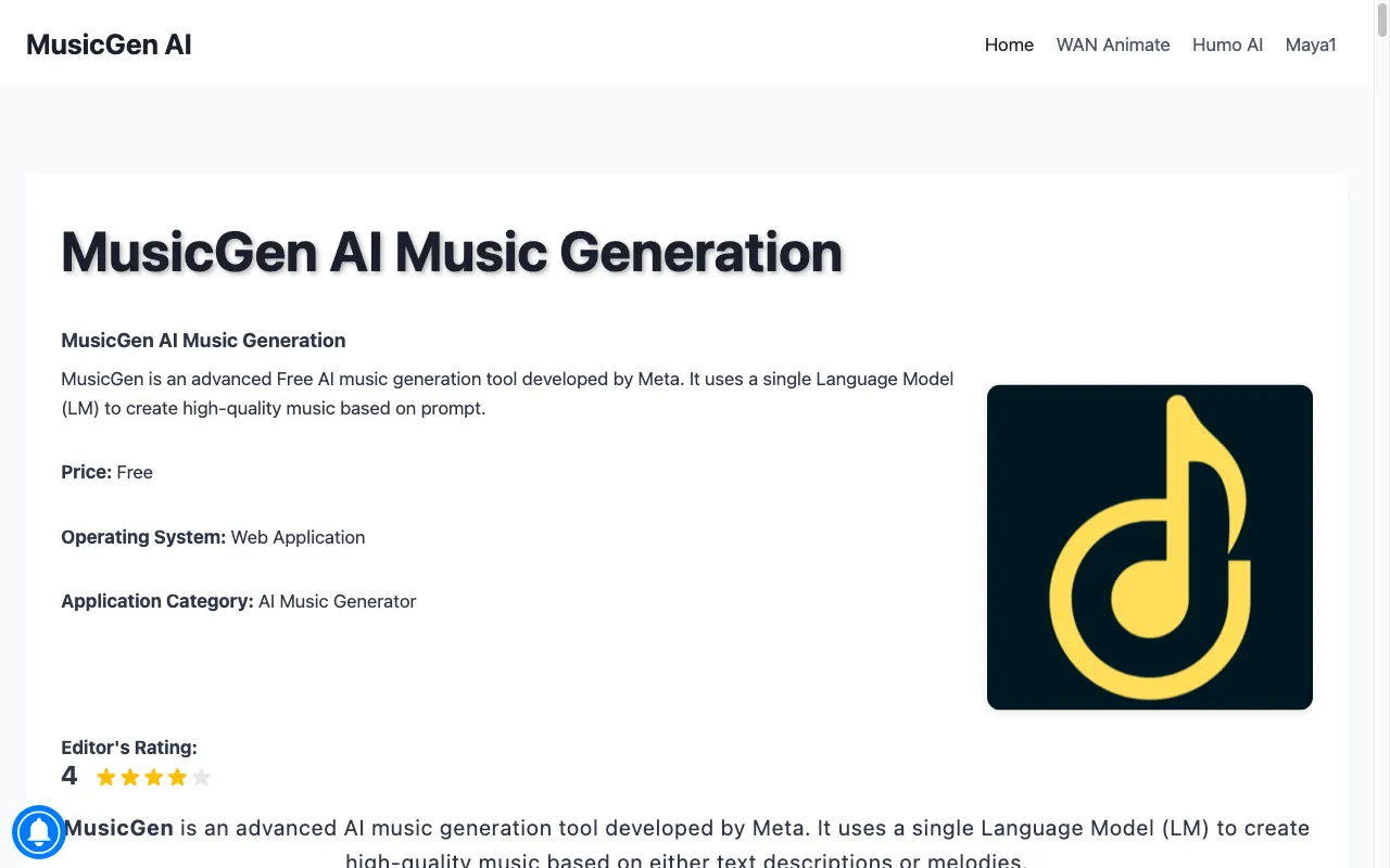 MusicGen AI — preview screenshot