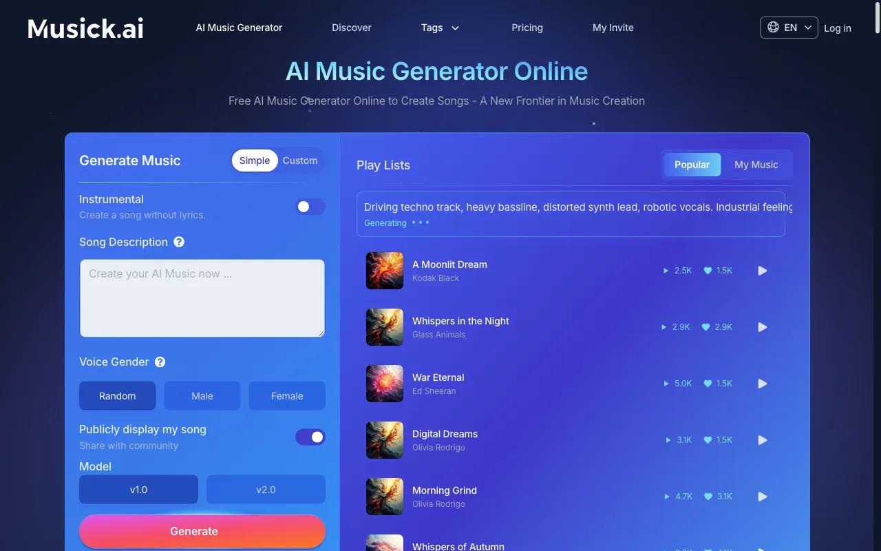 Musick AI — preview screenshot