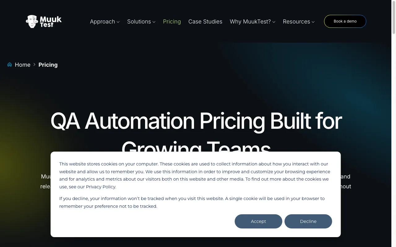 MuukTest — pricing page