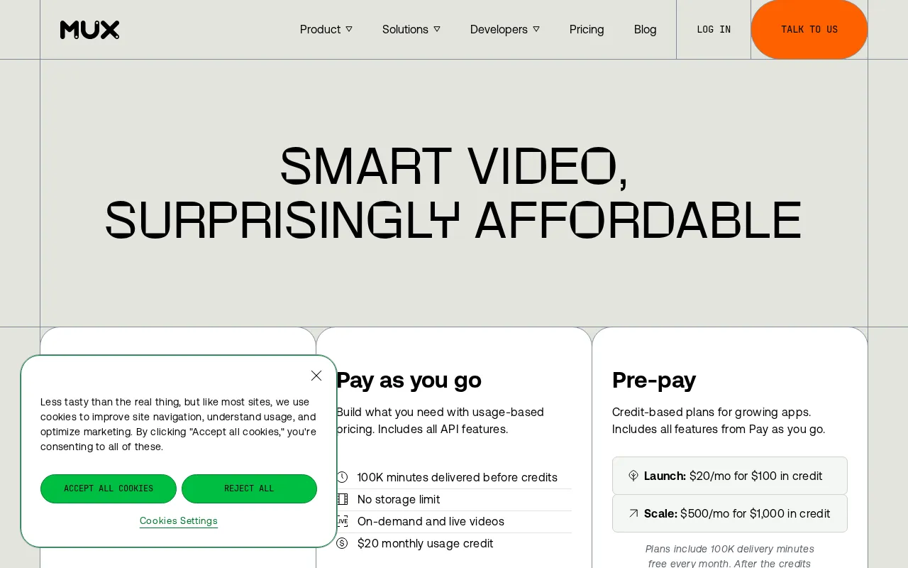 Mux — pricing page