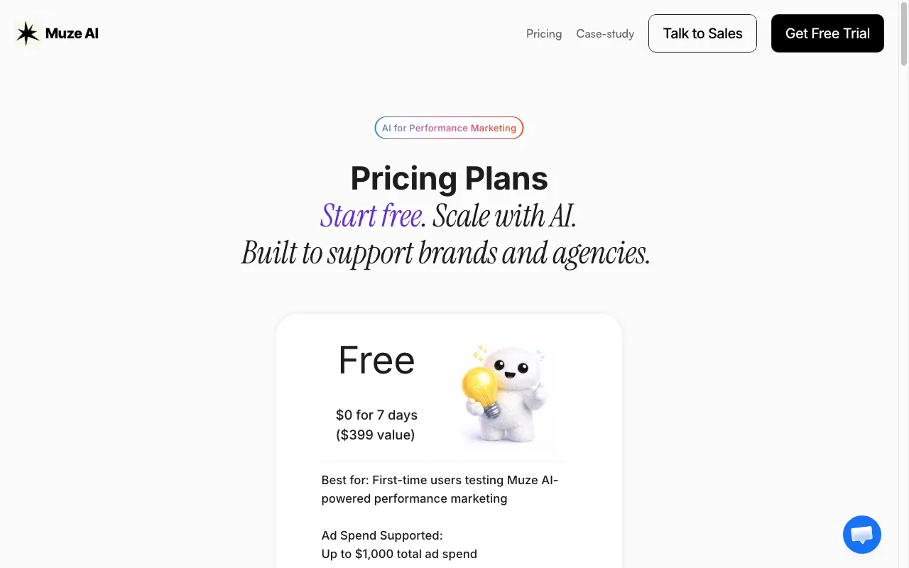 Muze AI — pricing page