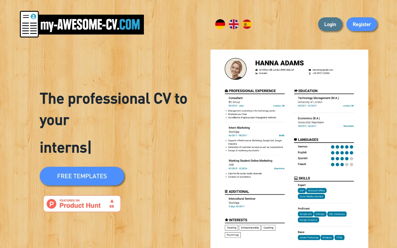 my-AWESOME-CV — preview screenshot