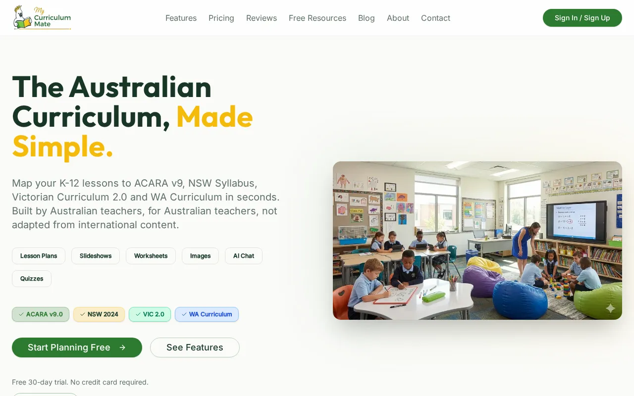 My Curriculum Mate Australia — preview screenshot