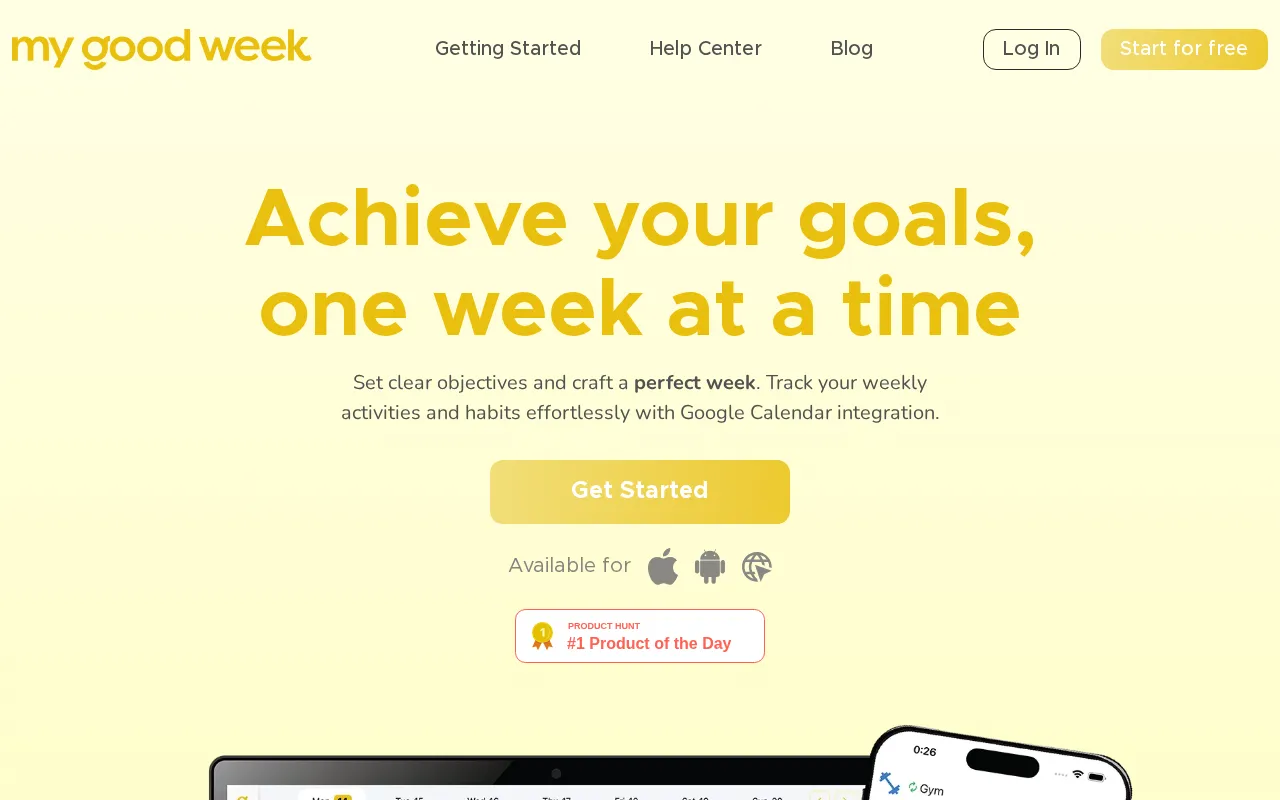 My Good Week — pricing page
