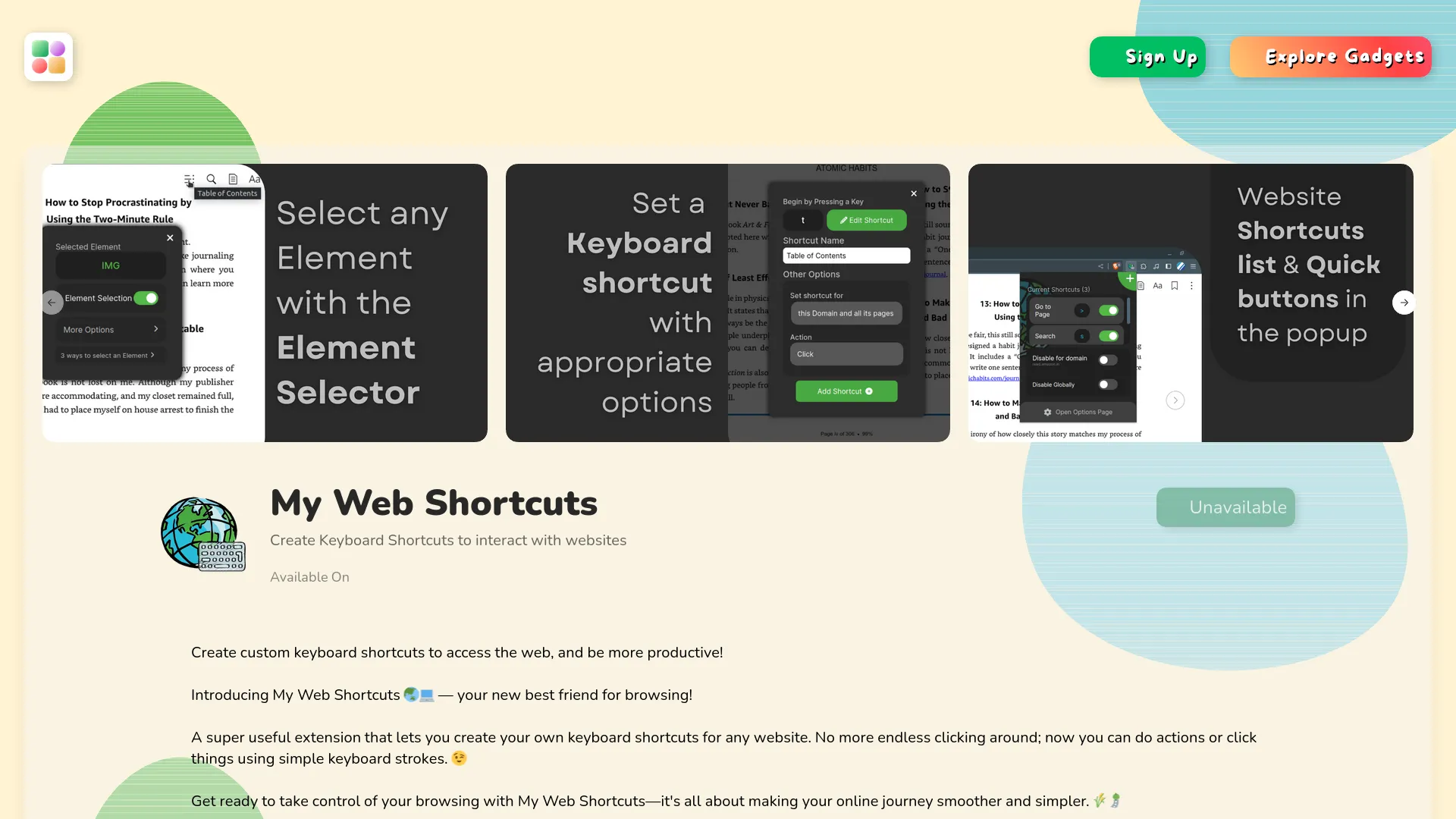 My Web Shortcuts — preview screenshot