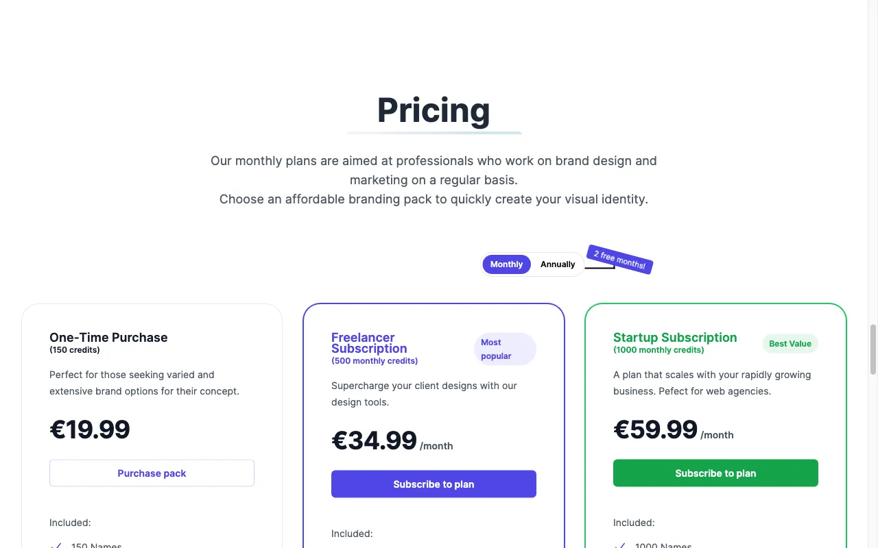 myBrandgen.com — pricing page