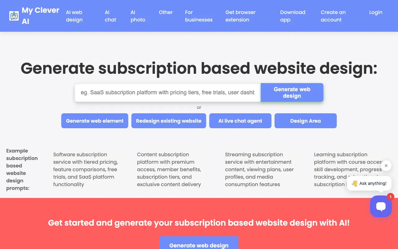 MyCleverAI — pricing page