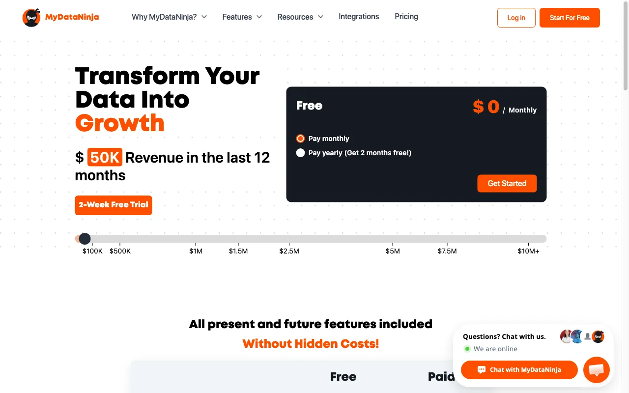 MyDataNinja — pricing page