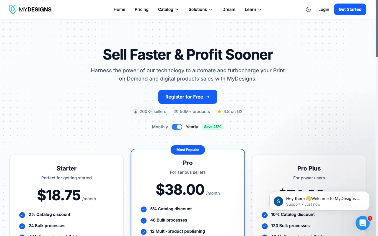 MyDesigns.io — pricing page