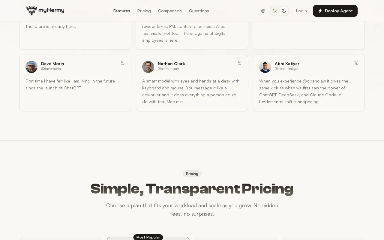 myHermy — pricing page