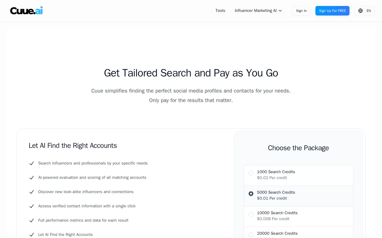 MyInfluencer — pricing page