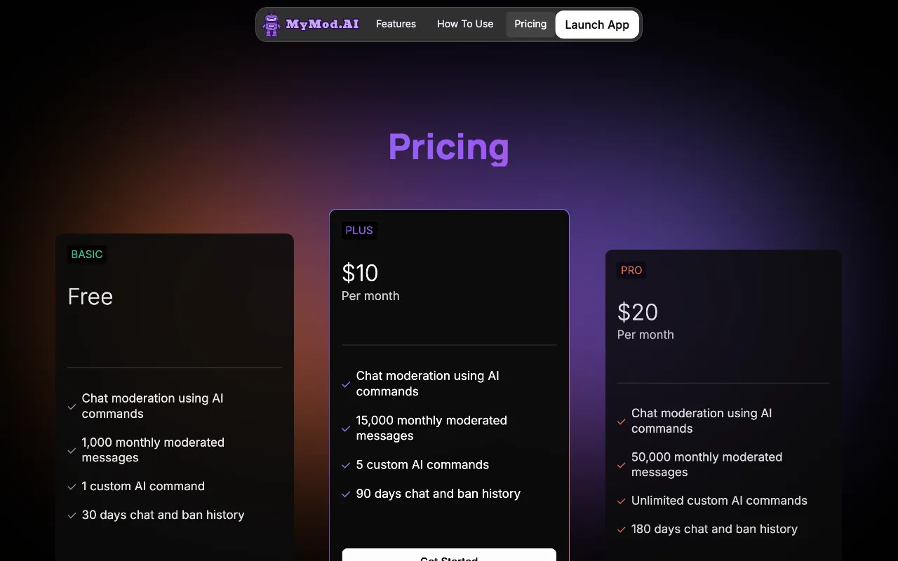 MyMod.AI — pricing page