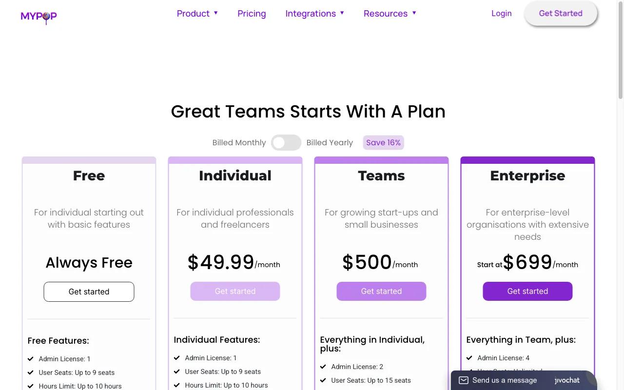 MyPop.ai — pricing page