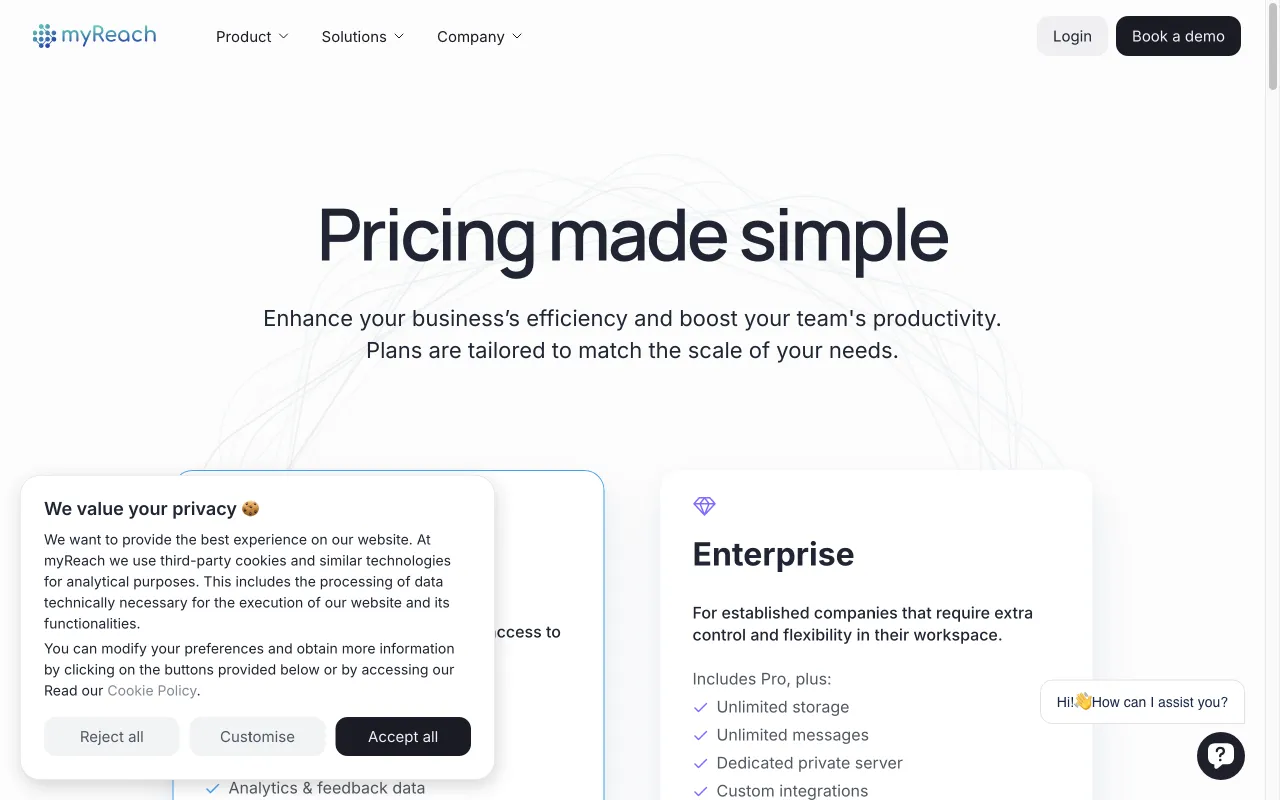 myReach — pricing page
