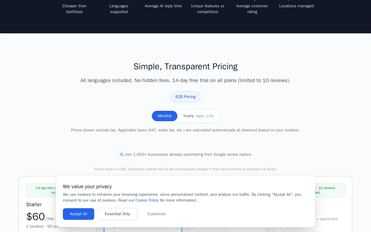 MyReply — pricing page