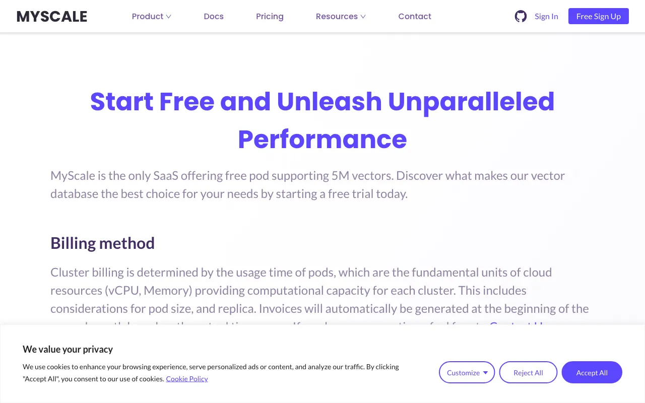myscale.com — pricing page