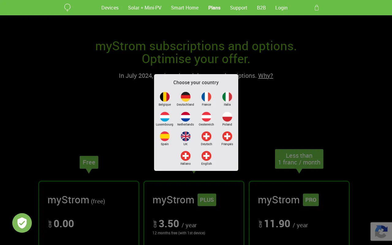 Mystrom — pricing page