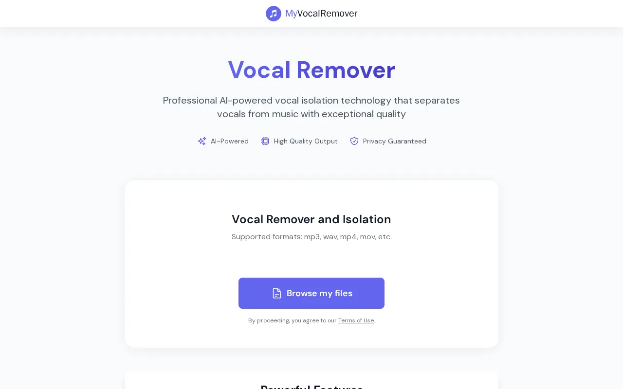 Myvocalremover — preview screenshot