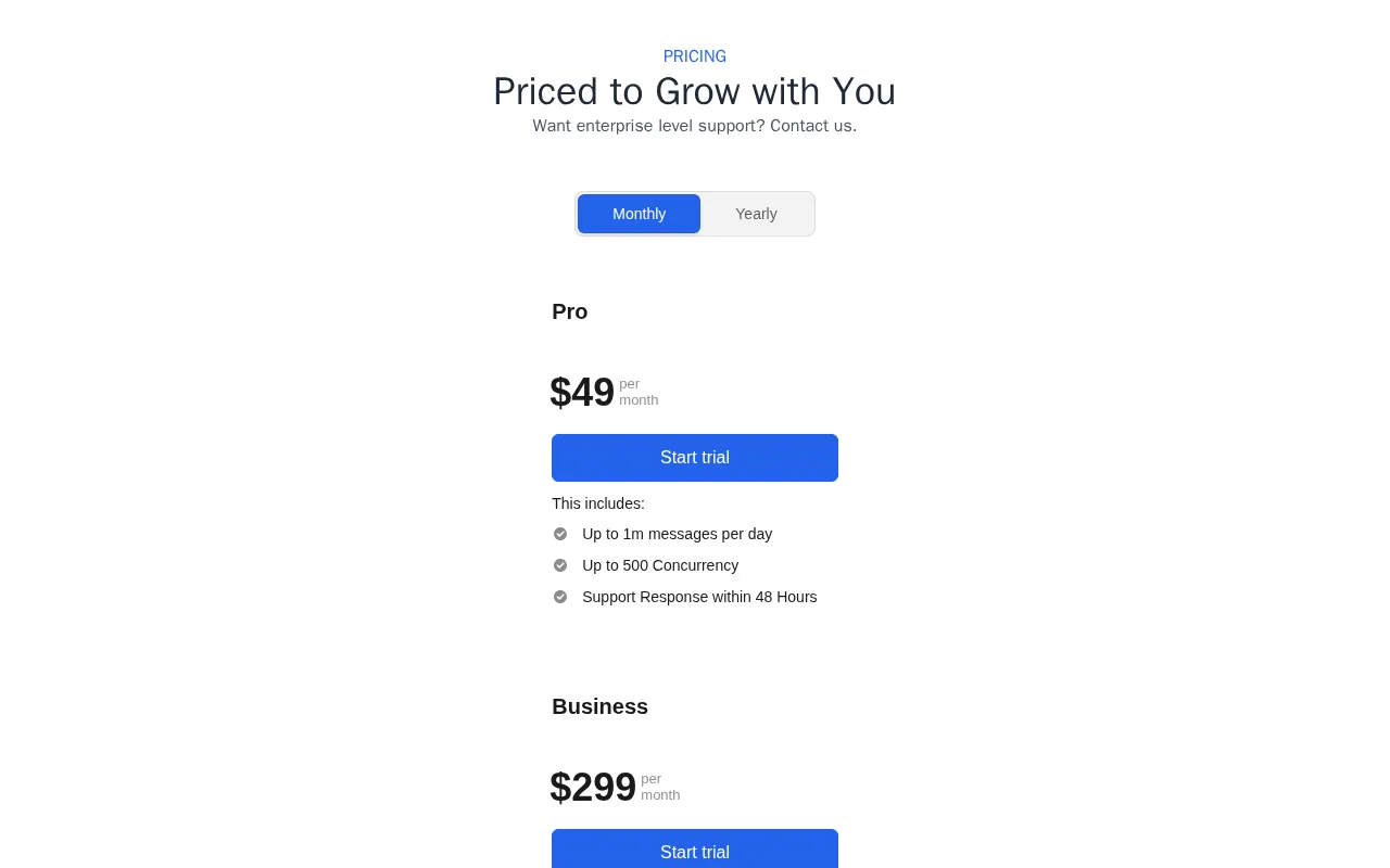 myws.dev — pricing page
