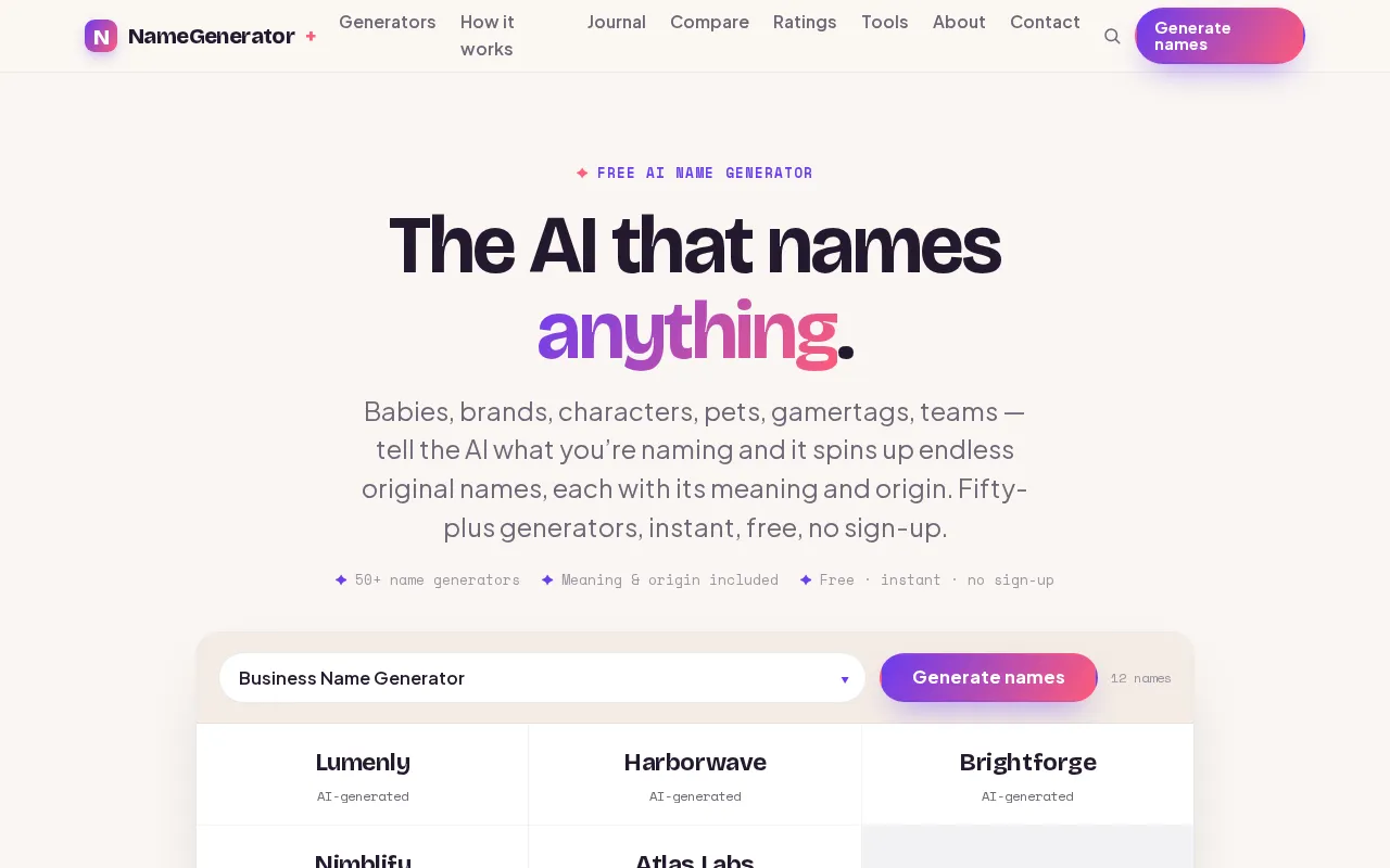 Name Generator Plus — preview screenshot
