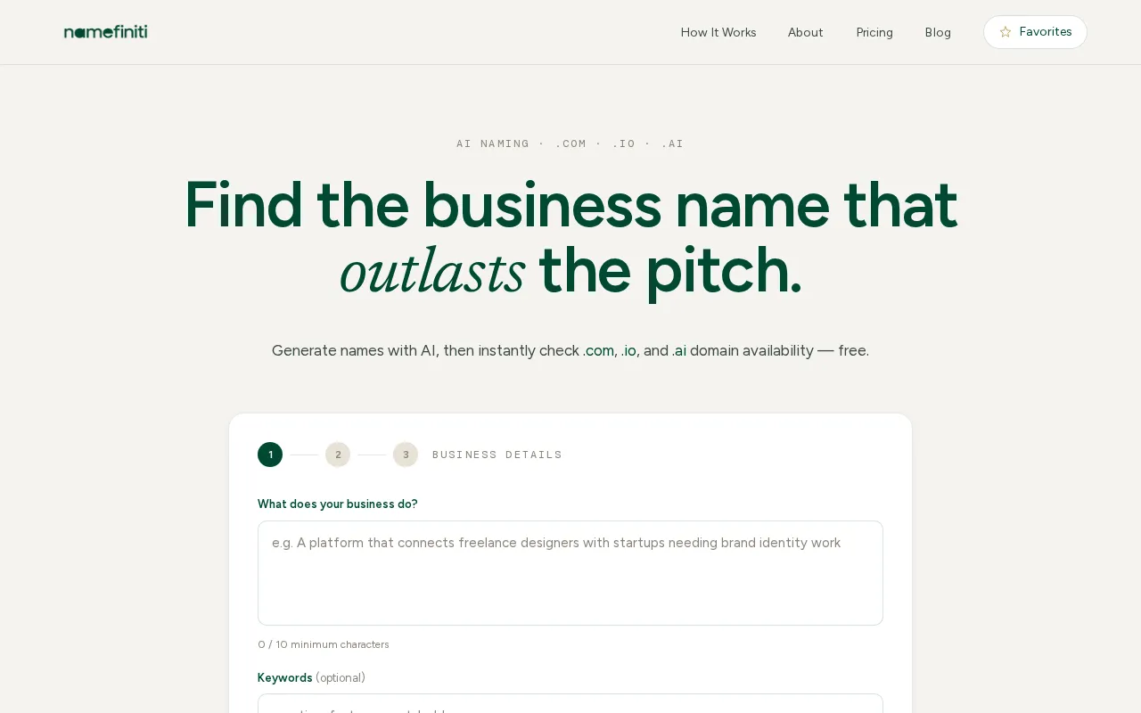 Namefiniti — preview screenshot