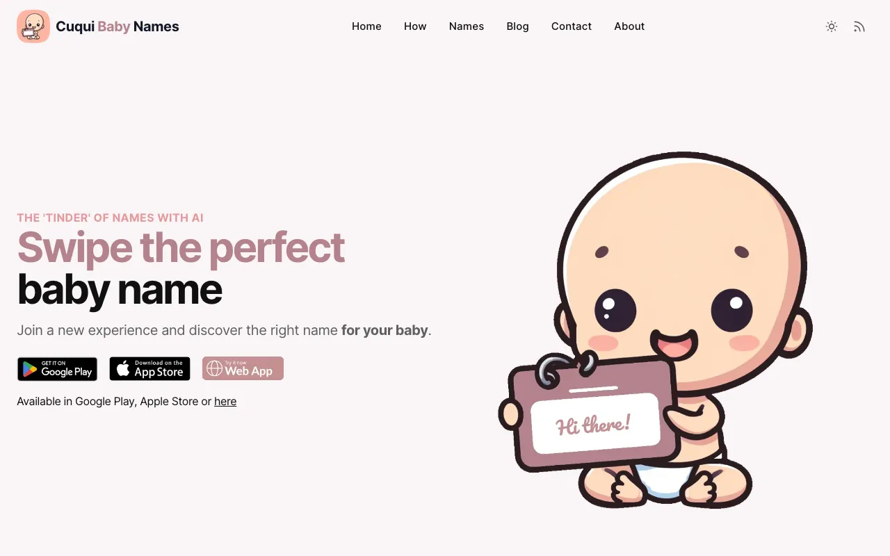 Cuqui Baby Names with AI - Swipe the perfect name — preview screenshot