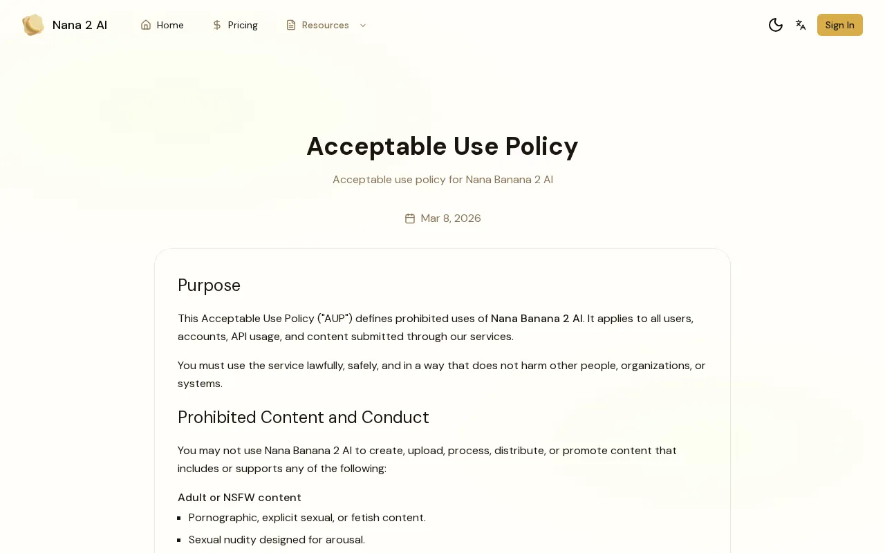 Nana Banana 2 AI — pricing page