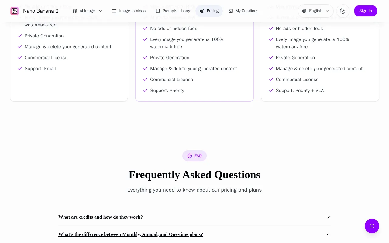 Nano Banana 2 | AI Image Generator — pricing page