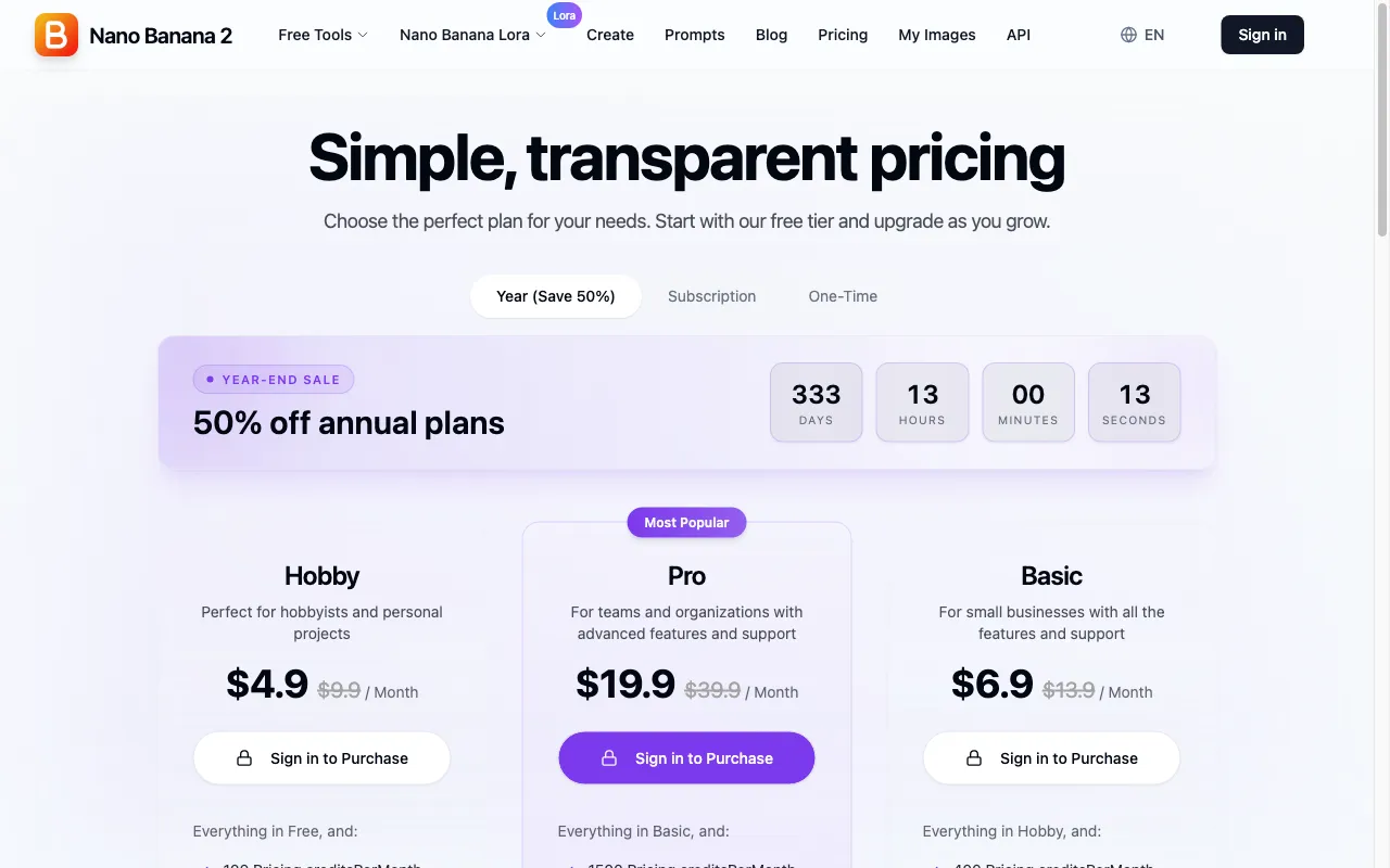 Nano Banana 2 — pricing page
