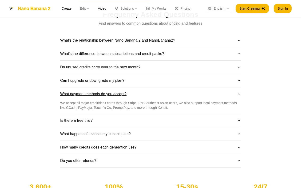 NanoWow AI — pricing page