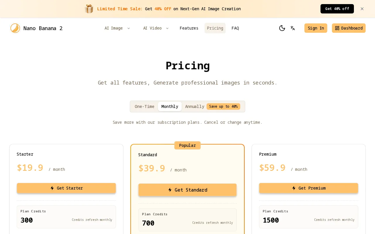 Nano Banana 2 Pro — pricing page