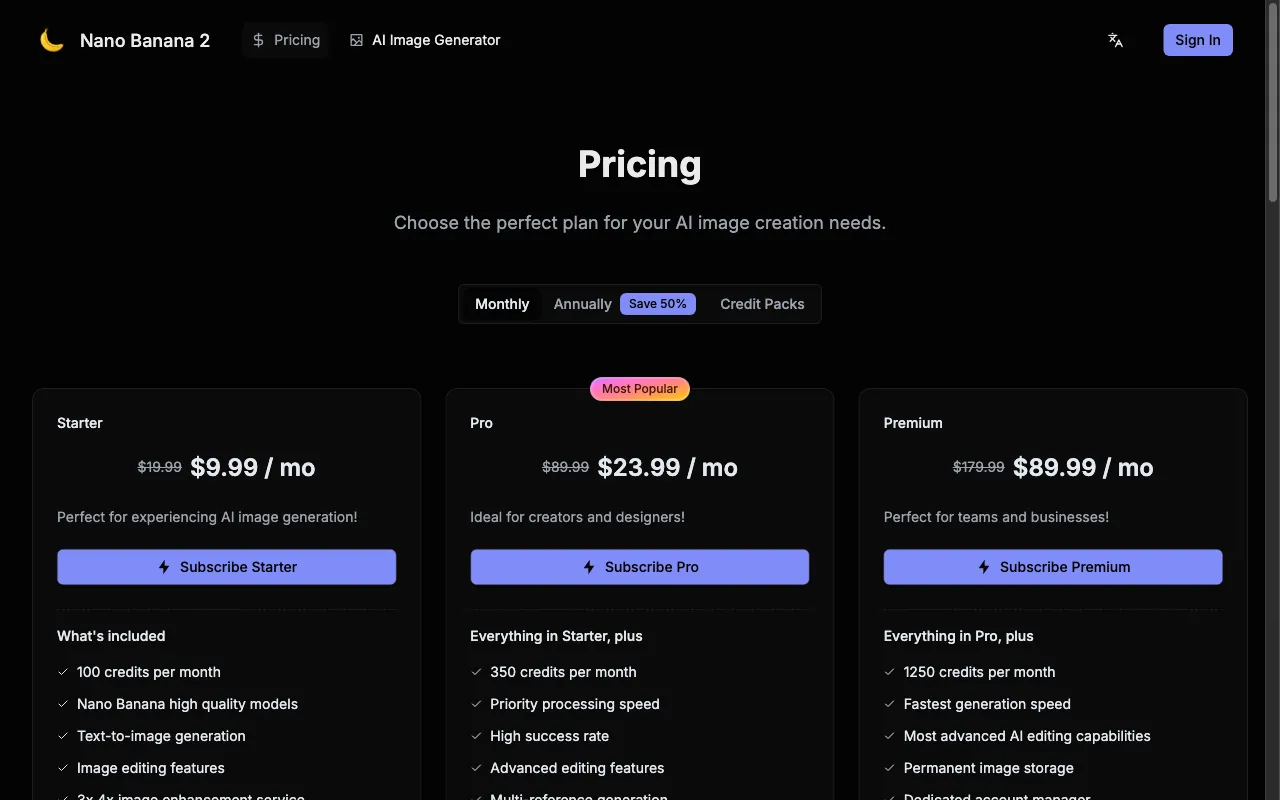 Nano Banana 2 — pricing page