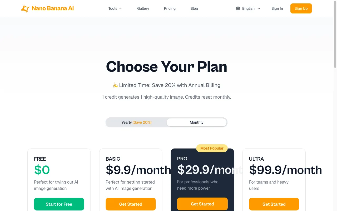Nano-Banana-AI — pricing page
