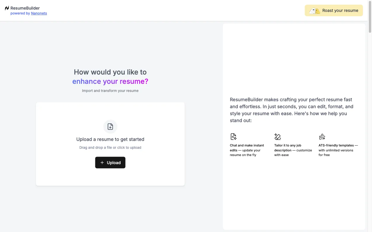 Nanonets Resume Builder — preview screenshot