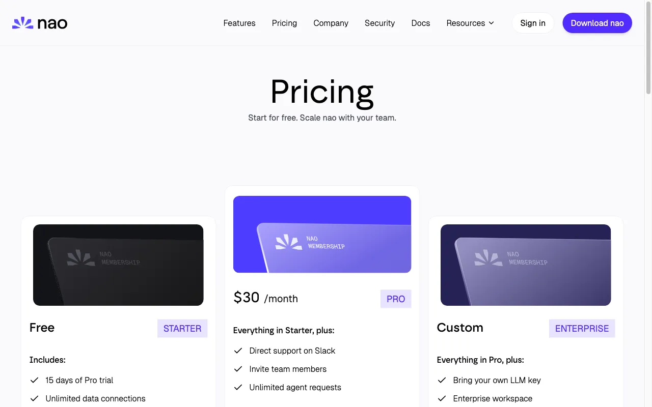 nao — pricing page