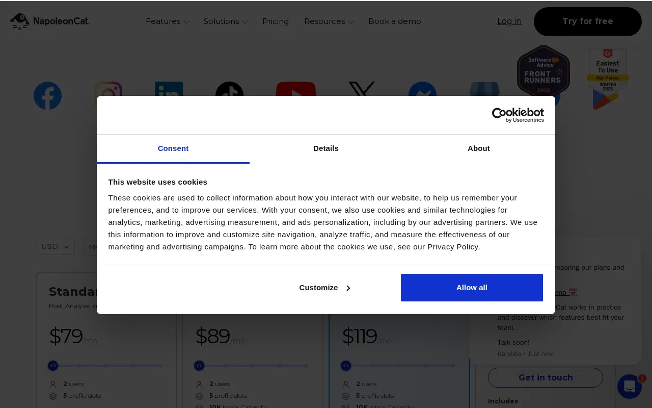 Napoleoncat — pricing page