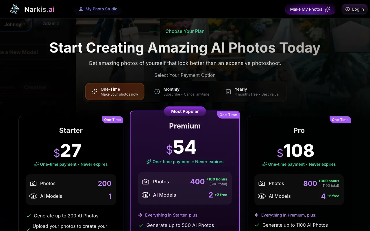 Narkis.ai — pricing page