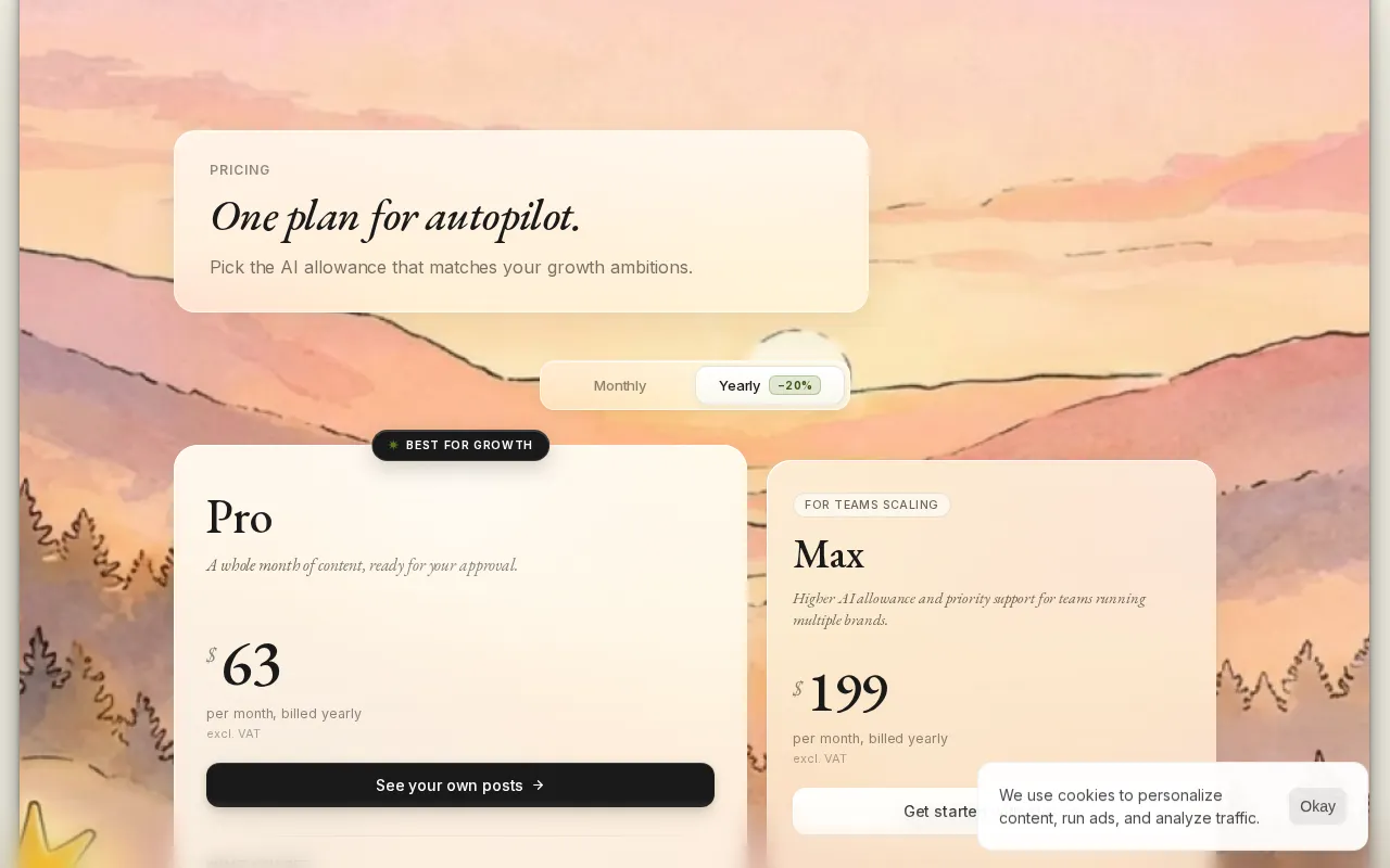 Native — pricing page