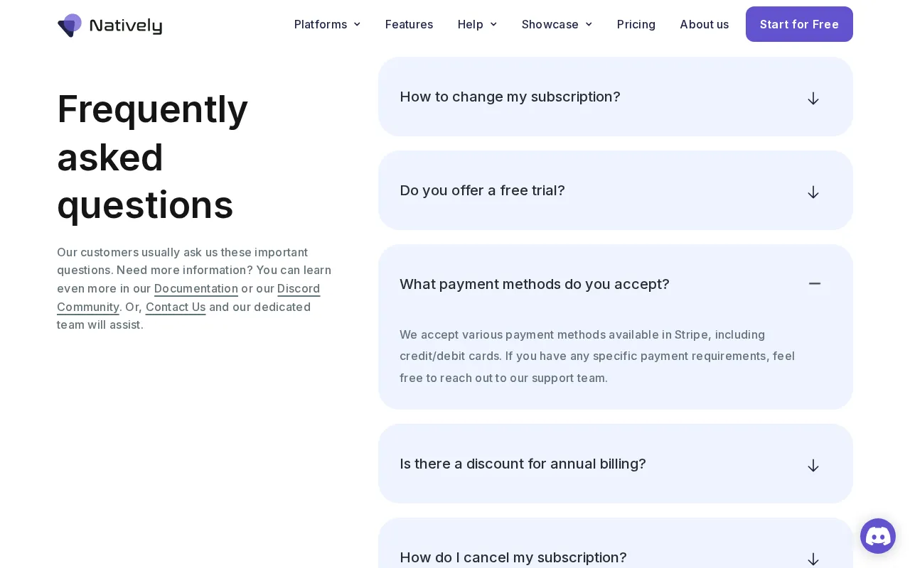Natively. Turn website into mobile app — pricing page