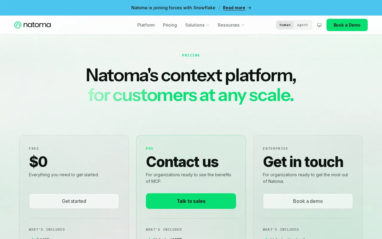 Natoma — pricing page