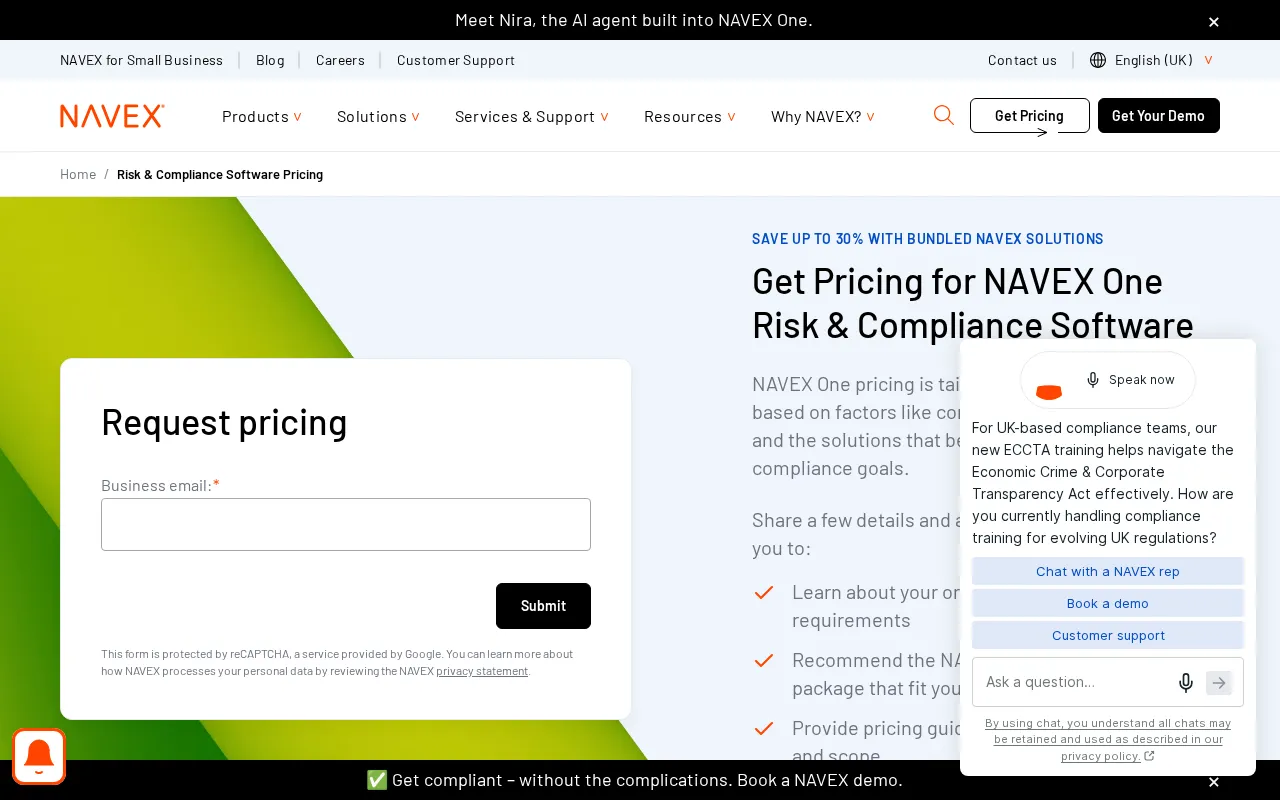 NAVEX — pricing page