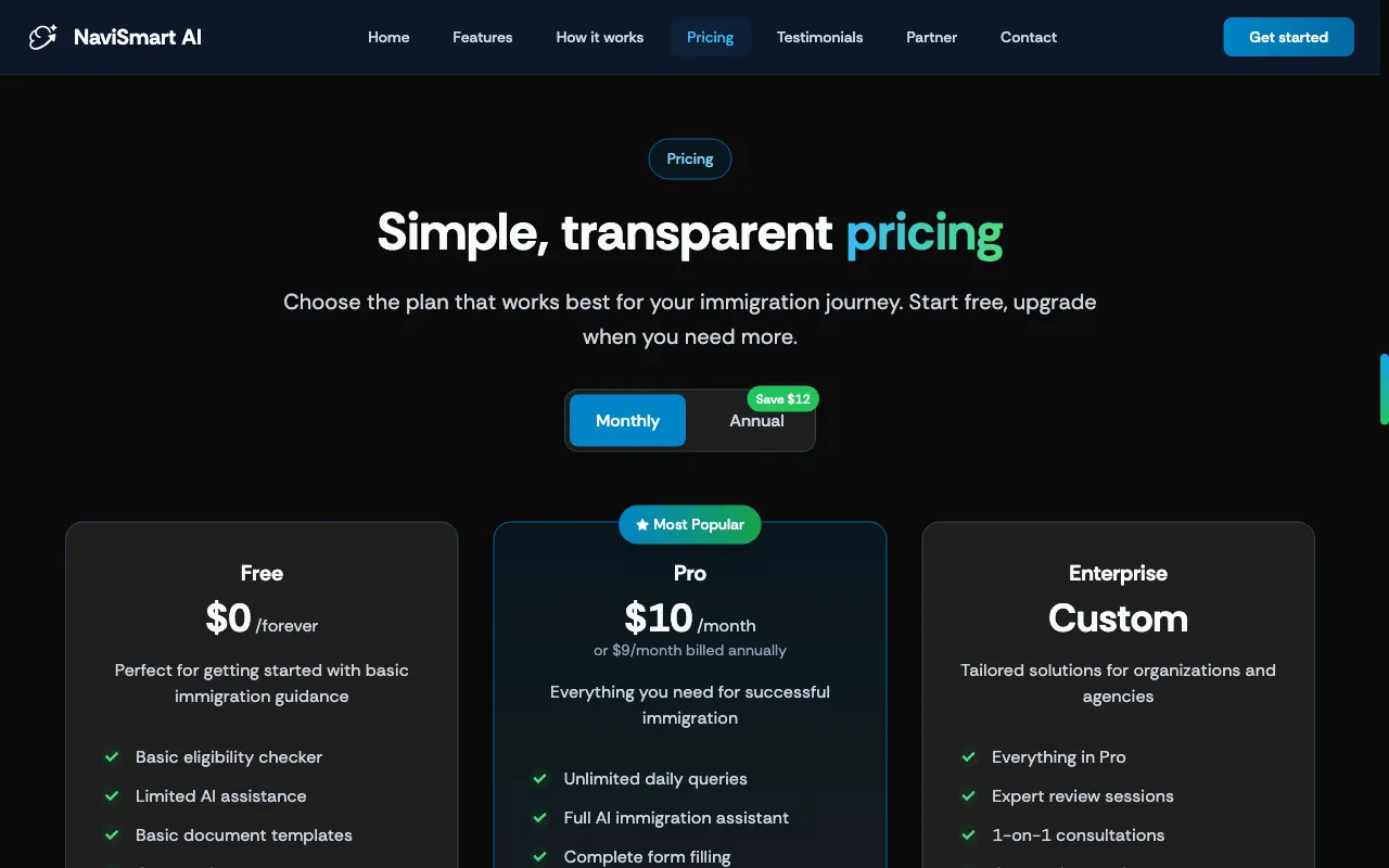 Navismart AI — pricing page